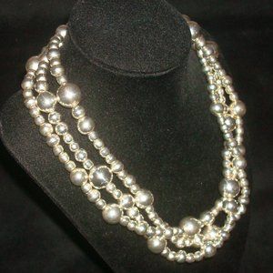 Taxco Multi-strand VARYING-sized Sterling Silver 925 Ball Beads Torsade 6-14mm